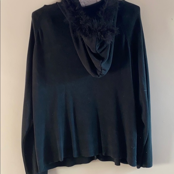 August Silk Black Hooded Sweater with fur trim - Picture 12 of 12